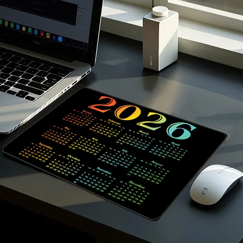 1pc Gradient 2026 Calendar Gaming Mouse Pad - Non-Slip Rubber Base 9.45x7.87x0.08 Inch Vibrant Yearly Overview Planner | Ideal For Home And Office Use | Perfect For Laptops And Desktops Mouse Pads Non Slip Mousepad