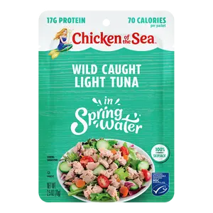 Chicken of the Sea Light Tuna in Spring Water, 2.5 oz. Packets (Pack of 4), Wild Caught Tuna