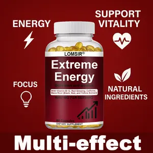 Extreme Energy Capsules - Energy Supplement with Red Ginseng, Maca and Saw Palmetto & Vitamin B12 - Everyday Energy Support for Men and Women - 60 Softgels