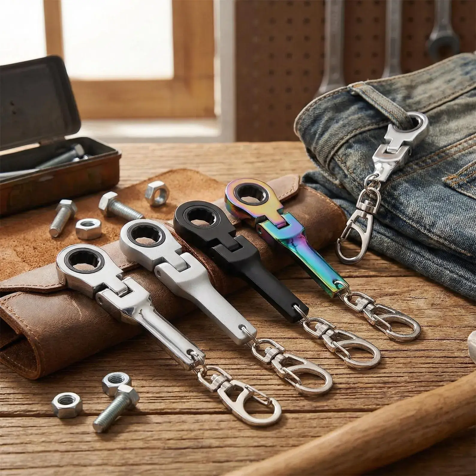 10mm ratchet wrench portable wrench keychain, high-quality ratchet wrench keyring, a small gift automotive accessory keychain, The Ultimate EDC Tool & Accessory!