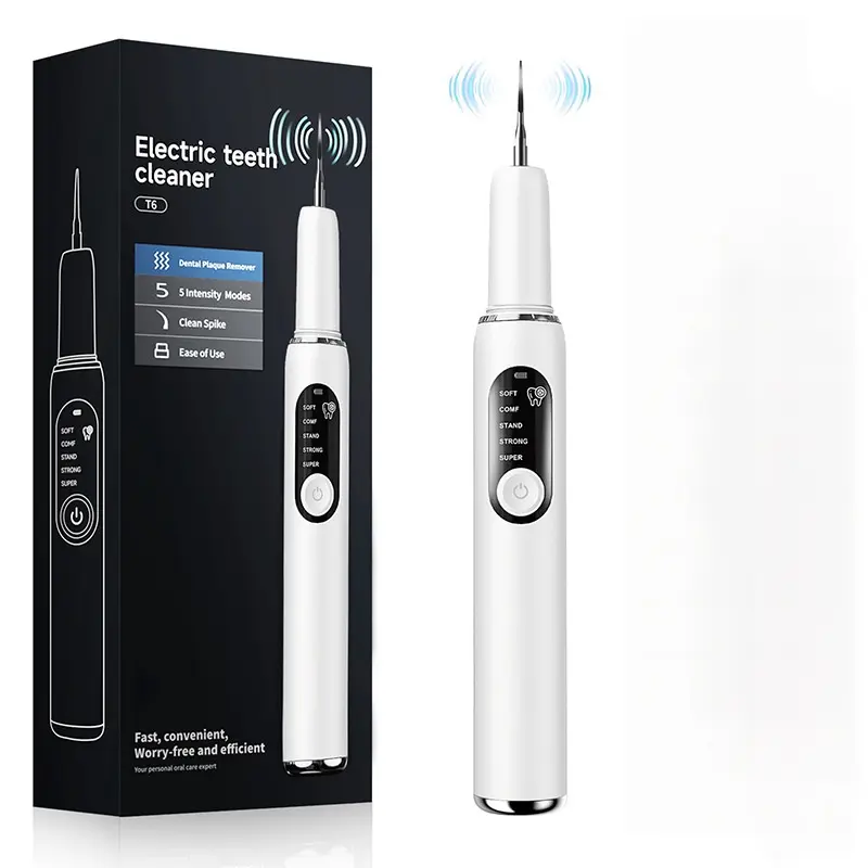 Plaque Remover for Teeth, Electric Tooth Cleaner Tartar Remover for Teeth with LED Light,5 Modes Rechargeable Teeth Cleaning Kit with Dental Tools, 2 Replaceable Heads (White) #fathersdaygift