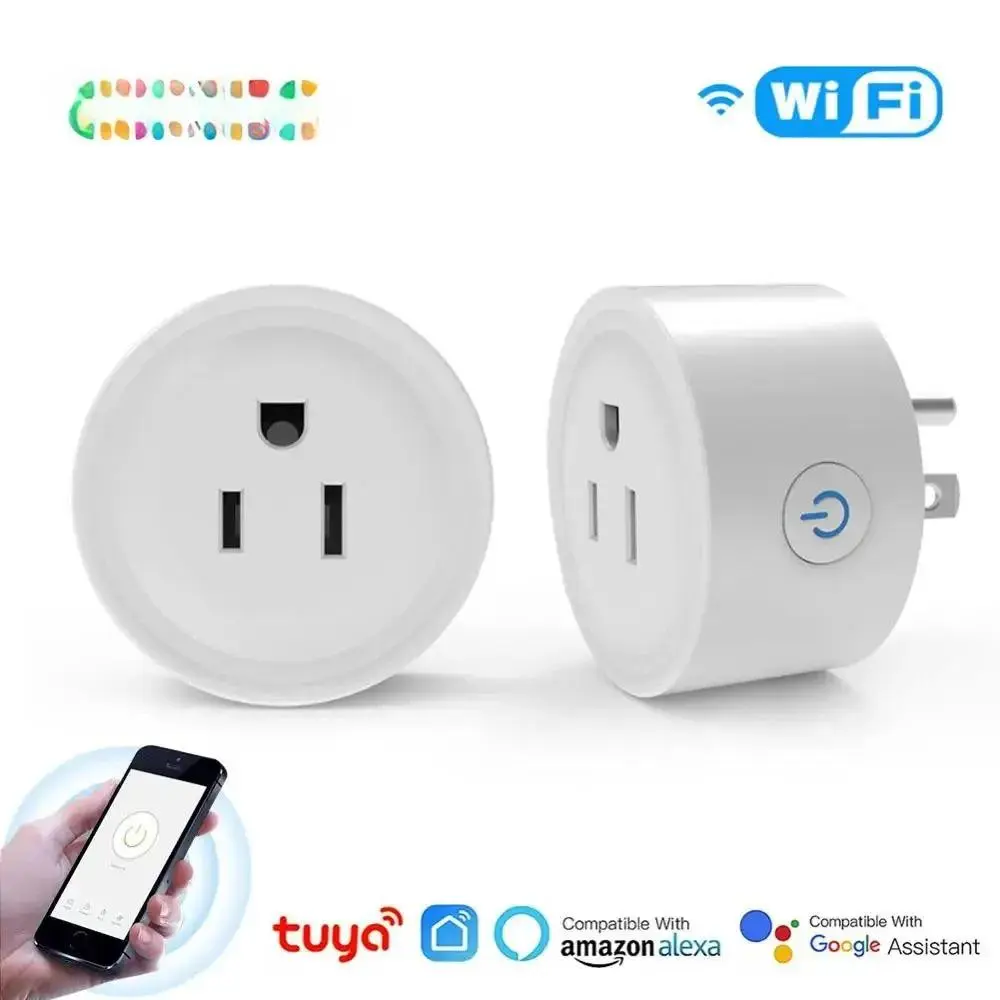 10A US Standard Smart US Power Plug - Tuya WiFi-Enabled, Remote Controlled AC Outlet with Timer Function, Compatible with Alexa, Google Home, Smart Plug