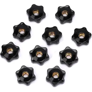 10 Pack 6 Star Knobs 1/4 Inch 20 Female Threaded Hexagon Head Thru Clamping Knobs Jig Knobs T Knob
