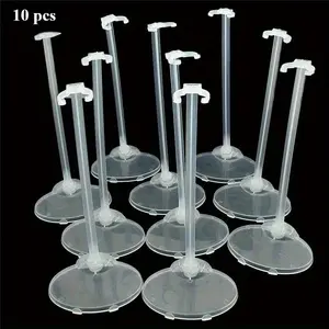 10pcs Stand Support for Dolls, Clear Color Toy Figure Display Holder, Prop Up Mannequin Model, Ycl032, Ideal for Collectors