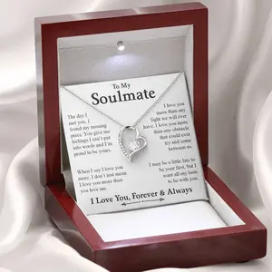 To My Soulmate Necklace – Romantic Gift for Wife or Girlfriend, Love Necklace with Message Card & Gift Box, Anniversary, Christmas, or Valentine’s Day