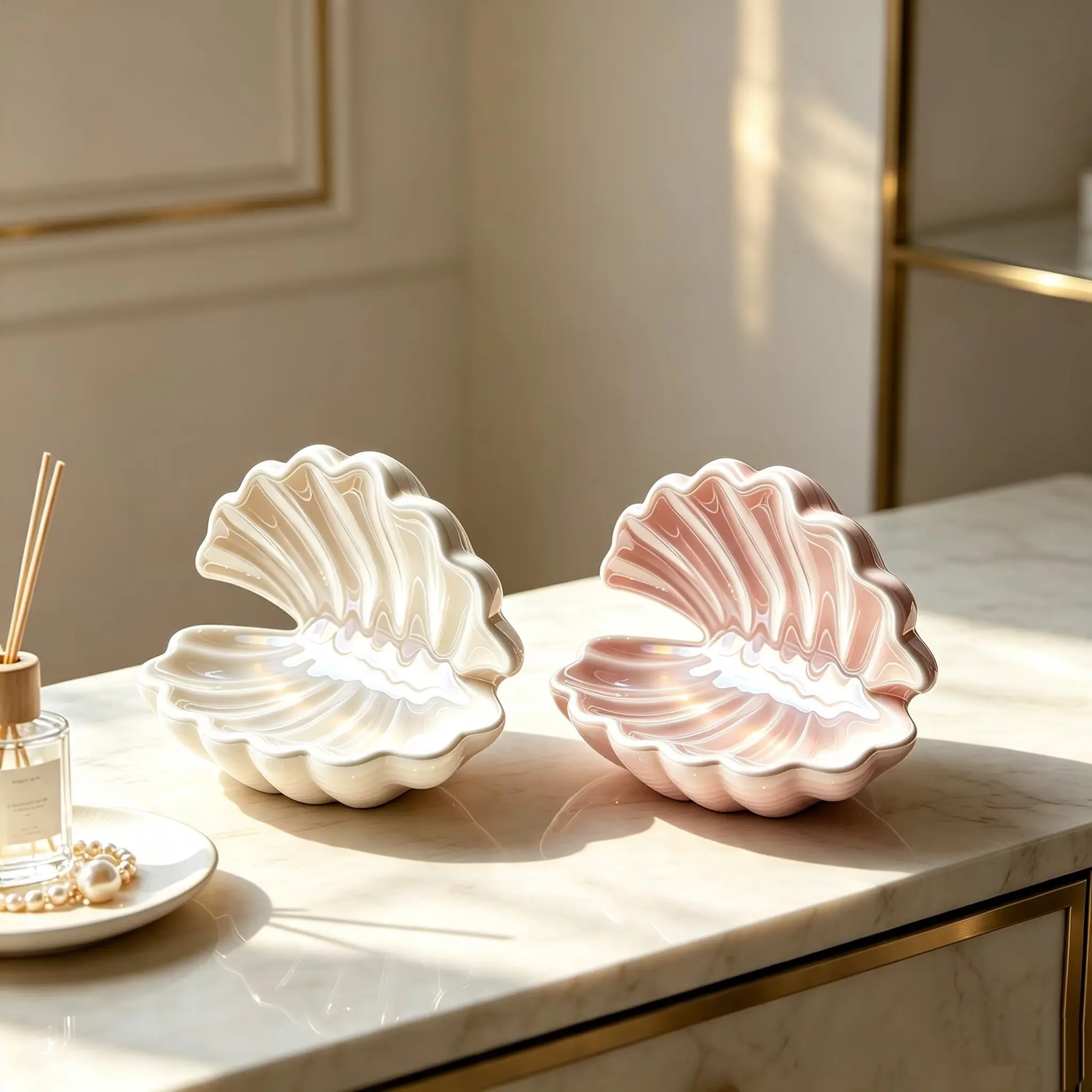 【DealsForYouDays】Pink Minimalist Shell  Jewelry Tray ，Ceramic Jewelry Tray, Ring Holder, Small Decorative Dish, Storage Organizer, Home Decoration, Bathroom & Kitchen Accessory, Ceramic Trinket Tray ，Mini Engagement Ring Holder， Perfect Gift for Mom & BFF