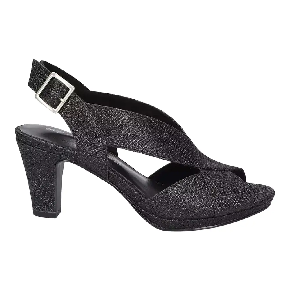 Easy Street Womens Christy Platform Slingback Dress Sandals Mid Heel 2-3" - Black