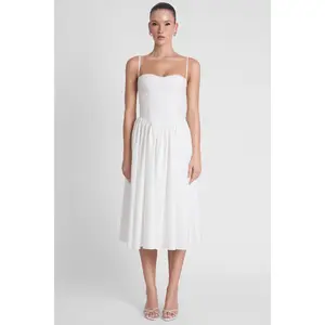 Ballerina Bustier Midi Dress - White