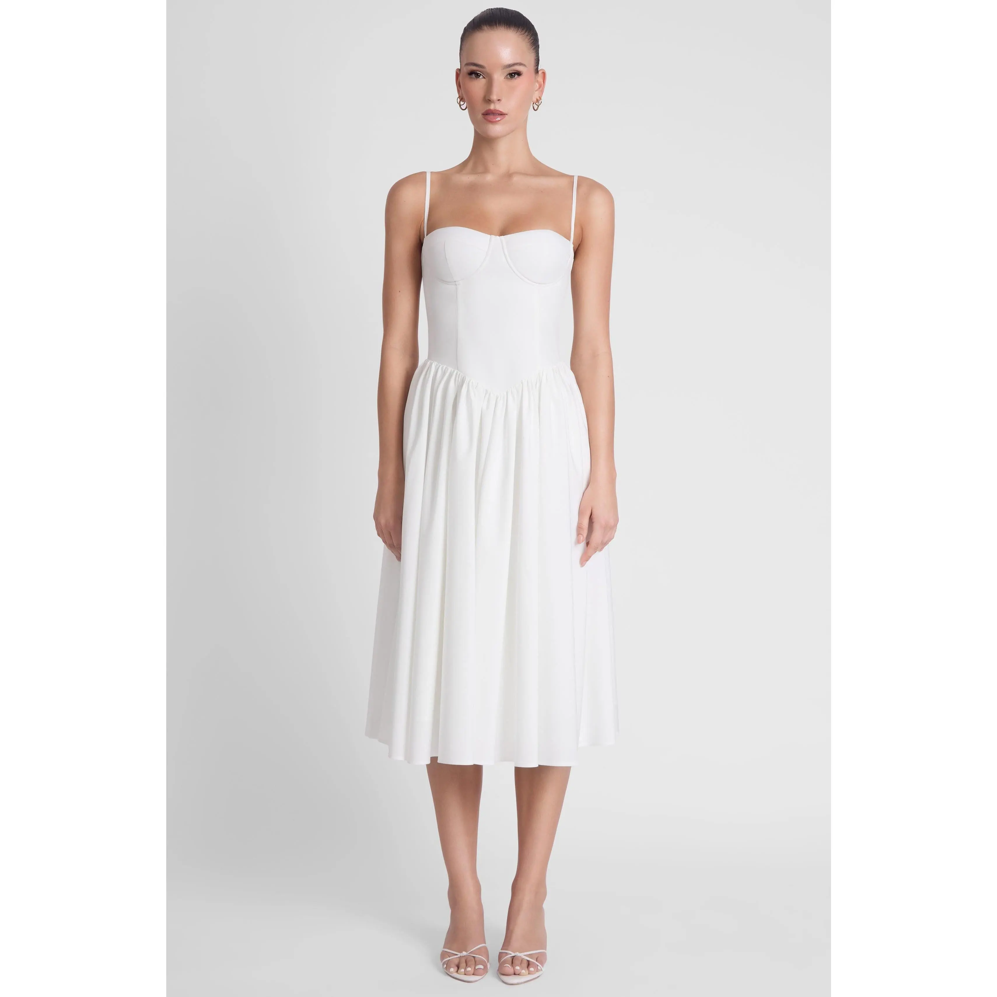 Ballerina Bustier Midi Dress - White