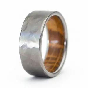 Titanium Whiskey Barrel Ring |The Architect |GentleBands| Hammered Texture, 8Mm Width, Comfort Fit | Men'S Wedding Bands