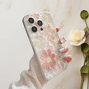 Creative Soft Oil Painting Floral Pattern Transparent Tpu Shockproof Protective Phone Case for iPhone 15 15 Plus 15 Pro 15 Pro Max 11-16 Promax