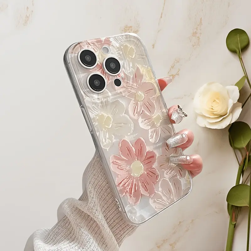 Creative Soft Oil Painting Floral Pattern Flower Transparent Tpu Shockproof Protective Phone Case Cover for iPhone 15 15 Plus 15 Pro 15 Pro Max 11-16 Promax