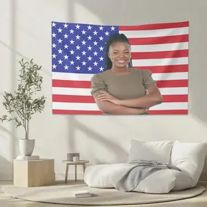 BARLEY ONE Custom American Flag with Photo – Personalized Tapestry Poster (3x5 ft) – Durable Patriotic Design for Clubs, Concerts, Bars, Dorms, Living Rooms, and Bedrooms. Create a Unique, Personalized Gift (Such As a Special Present for Mother's Day).