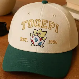 TOGEPI Custom Poke Anime Embroidered Vintage Hat 100% Cotton Adjustable Strap Durable Embroidery Unisex Gift for Her & Him Personalized Character Baseball Cap