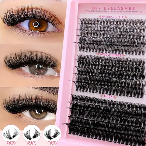 DIY False Lash Extension Kit, Eyelashes, Cosmetic False Eyelashes, Professional & Beginner-Friendly, Easy Home Use, Mixed Lengths, Thick, Liquid Form, Perfect for Beginners