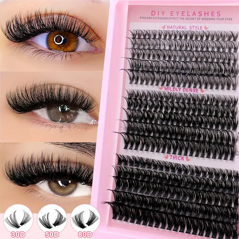 DIY False Lash Extension Kit, Eyelashes, Cosmetic False Eyelashes, Professional & Beginner-Friendly, Easy Home Use, Mixed Lengths, Thick, Liquid Form, Perfect for Beginners
