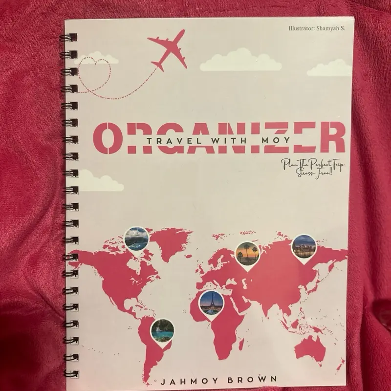 Jahmoy Brown Travel With Moy Organizer Book - Lightweight Spiral Bound Planner for Travel Planning with Trip Overview, Traveler Info, Accommodation Tracker, Packing Checklist, Daily Itinerary, Budget Tracker, Notes & Memories, Recommended Resources