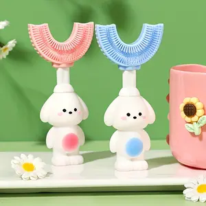 Cute Toothbrush for Toddlers, & Blue Puppy Design, 360 Degree Cleaning in Seconds, U-Shaped Oral Care Brush
