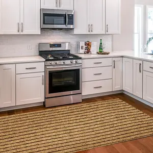 Striped Hallway Runner Rug | Non Slip Dirt Trapping Kitchen Mat | DIY Trimmable 0.25" Low Profile for Indoor Outdoor Entryway, Garage & Stairs