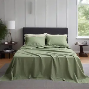 Simple&Opulence 100% French Linen Sheets Set, Breathable Soft Cooling Bed Sheets, Natural Flax Bedding, Durable All Season