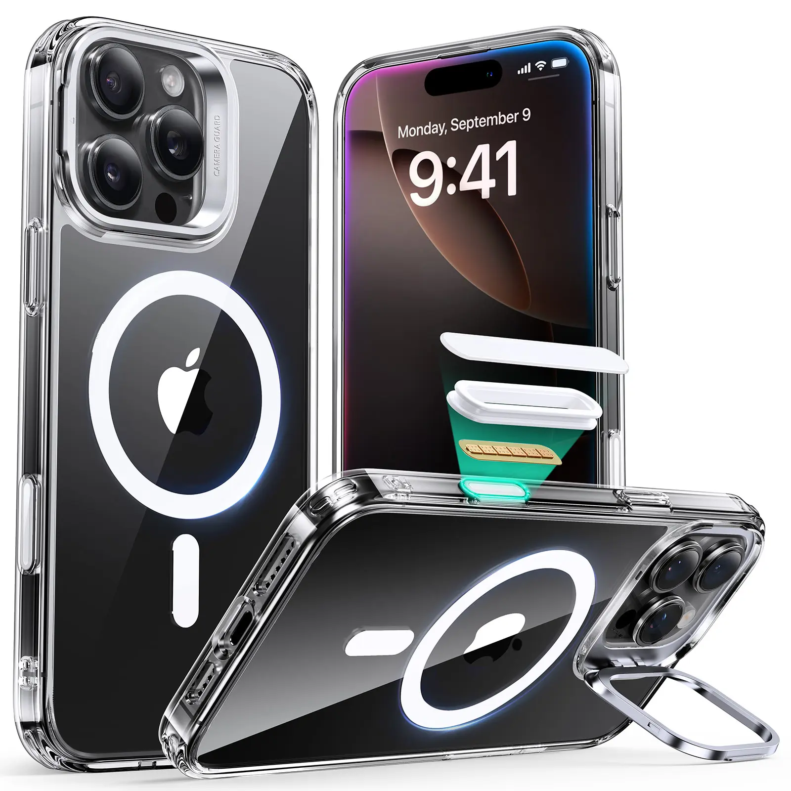ESR Adjustable Magnetic Smartphone Case for iPhone 16 Pro Max/Pro/Plus, MagSafe-Compatible with Alloy Camera Control Button, Military-Grade Durable Protective Case with Built-In Stash Stand, Scratch-Resistant Back Cover Phone Accessory