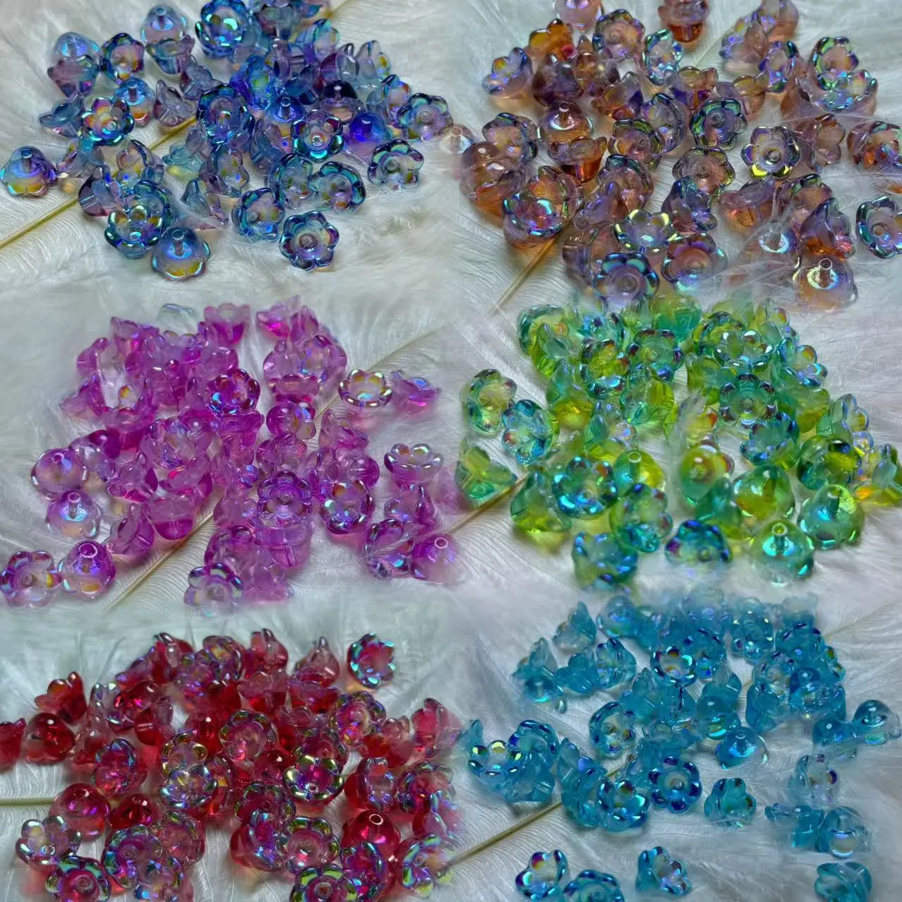 【S1-14】Electroplated Bell Flowers Glass Beads 75ml