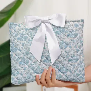 Quilted Bible Cover with Bow Padded Bible Sleeve Cover, Washable Book Sleeve Pouch, Protective Case for Women, Girls, Christian Gift for Book Lovers