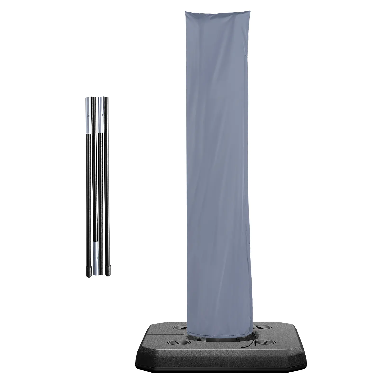 ONBRILL Patio Umbrella Cover, 600D Heavy Duty Waterproof Umbrella Covers for Outdoor Umbrellas 9ft to 11ft, Windproof Parasol Outdoor Umbrella Covers with Collapsible Rods, Drawstring and Zipper, Grey