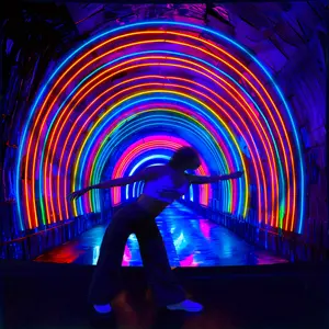 1pc Rainbow Tunnel UV Black Light Tapestry, Large Size Fluorescent Tapestry, Bedroom Aesthetic Hanging Tapestry For Bedroom Office Living Room Home Decor, With Free Accessories