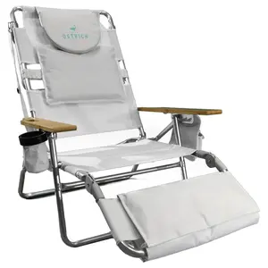 Ostrich The Deluxe 3N1 Lightweight Outdoor Beach Lounge Chair w/ Footrest, White