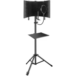Aokeo AO-504 with Stand Professional Studio Recording Microphone Isolation Shield, Pop Filter,High density absorbent foam is used to filter vocal. Suitable for Blue Yeti and other condenser microphones.