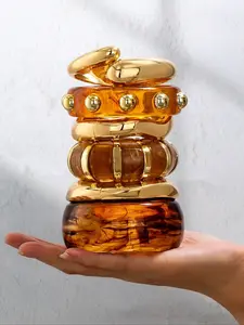 Women's 6-Piece Resin Cuff Bangle Bracelet Set, Irregular Shape Oversized Chunky Metal Clasp, Acrylic Bracelets for Daily Wear & Parties, Trendy Stack Bangle