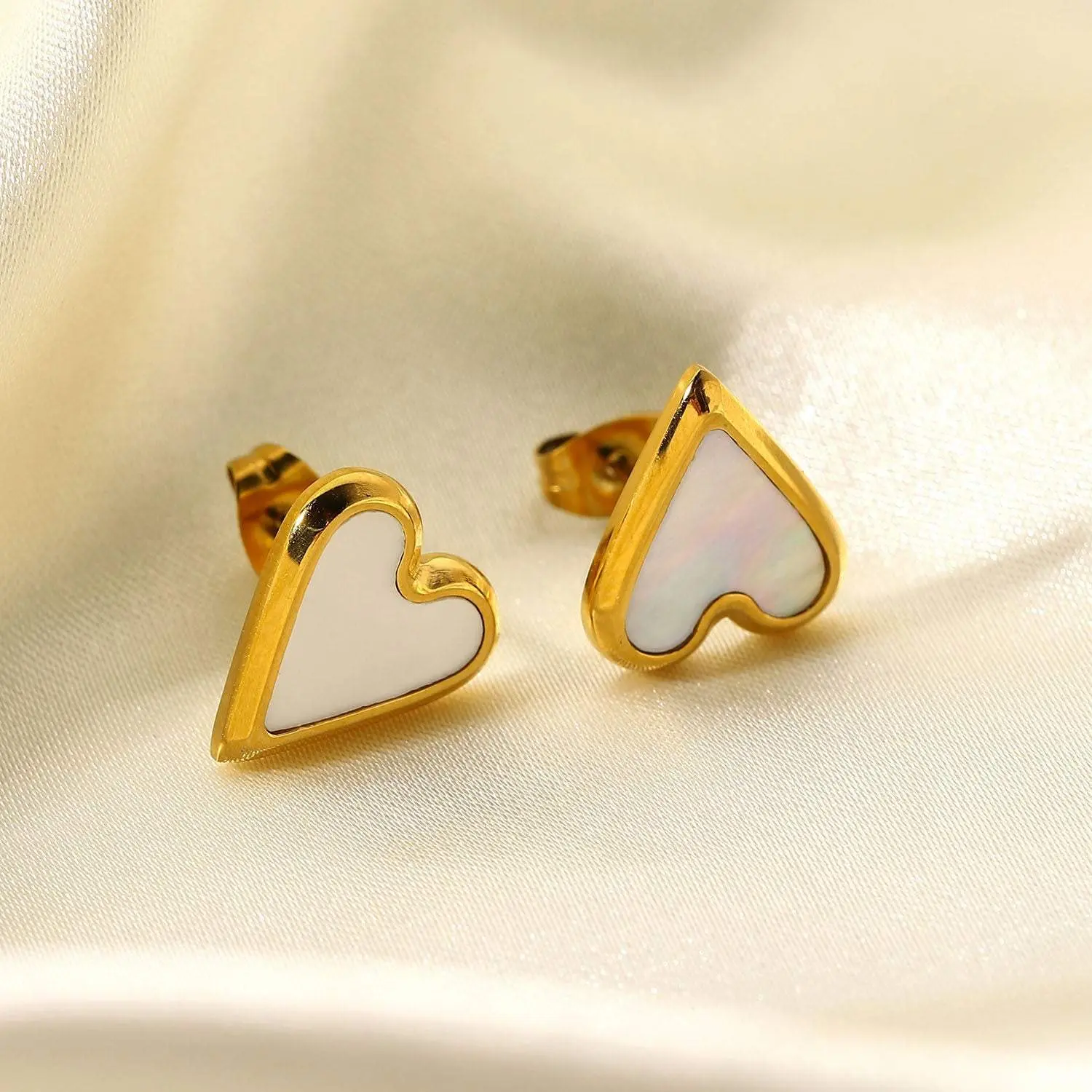 Love Me - Shell Heart Stud Earrings