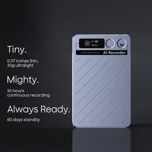 AI Voice Recorder, AI Note Taking Device, Transcribe & Summarize, Support 118 Languages, 64GB  Digital Audio Recorder for Lectures, Meetings, Calls, with Magnetic Dark BLACK Case