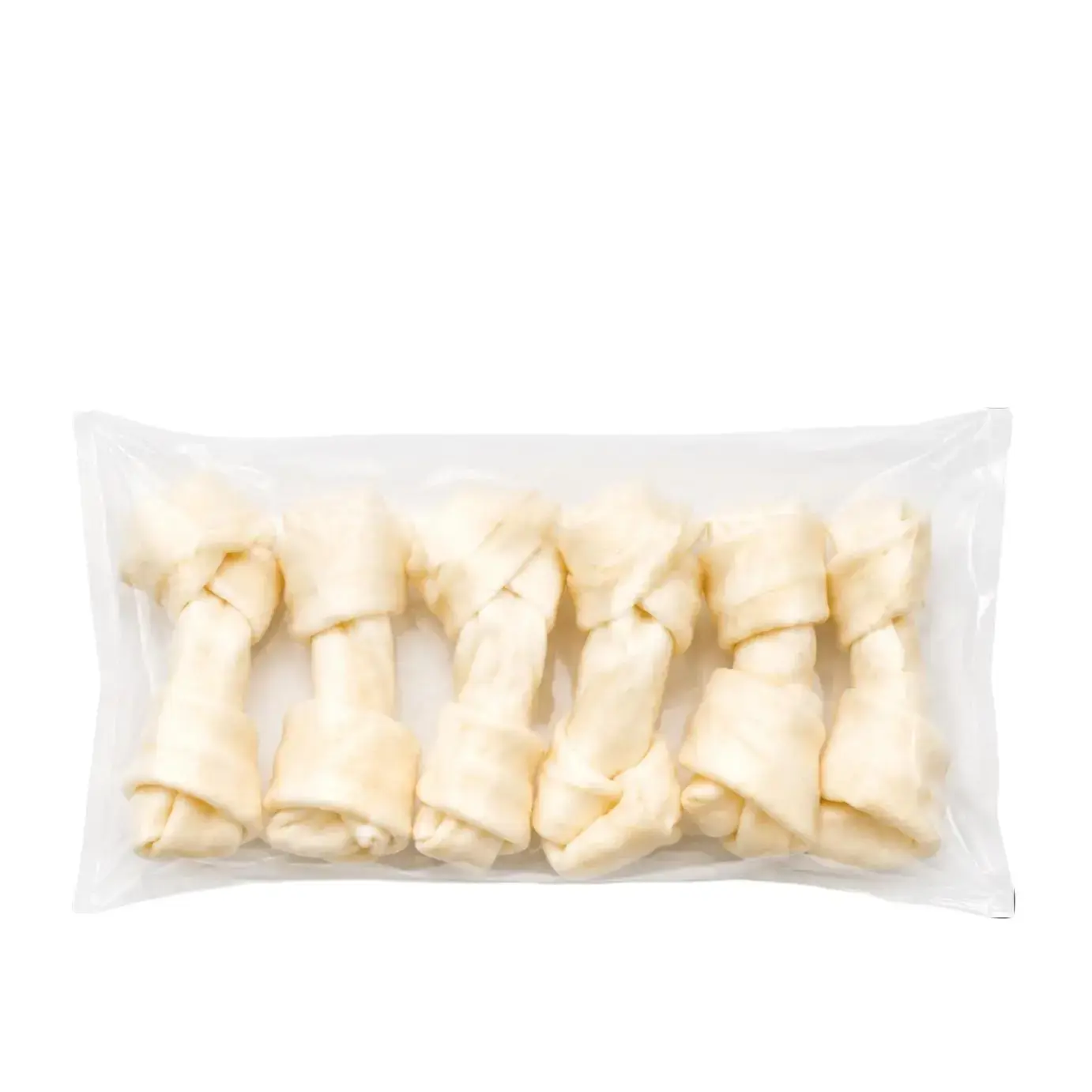 Natural Beef Hide Knot Bone Puppy Chews, Long-Lasting Chewing Aid for Small Dogs - 6-Pack