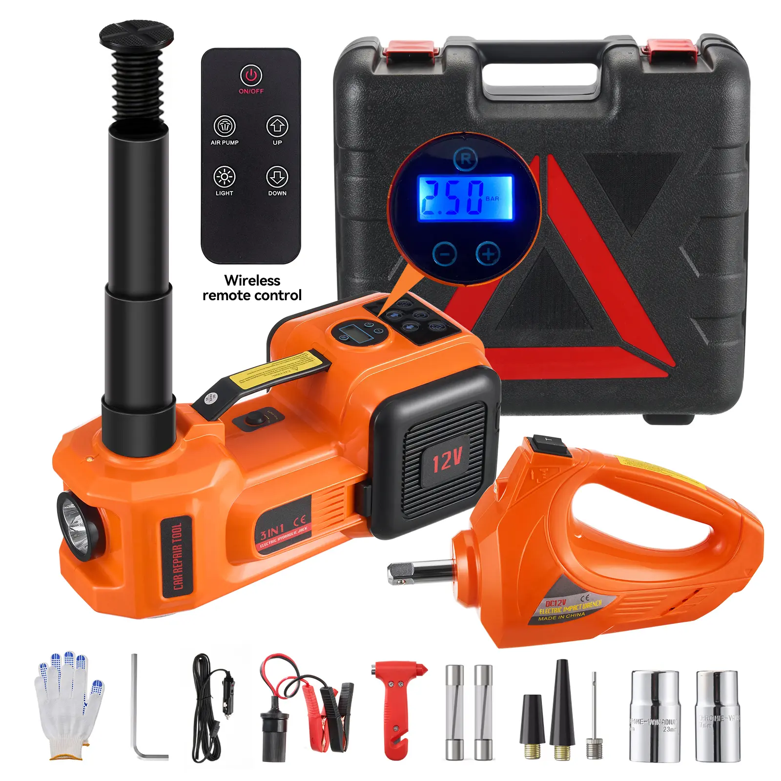 TanLook 5-Ton Vehicle-Mounted Hydraulic Electric Jack | with Display, Electric Wrench, Air Pump & LED Light | Multifunctional Tire-Changer for Various Vehicles | Heavy-Duty, Prevents Tire Accidents  Labor Day