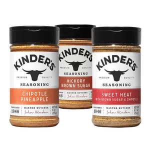 Kinder's Premium Quality Trio of Fire Spicy Rub - Sweet Heat Fusion, Chipotle Pineapple, & Hickory Brown Sugar - BBQ Seasoning Blend for Bold Flavor