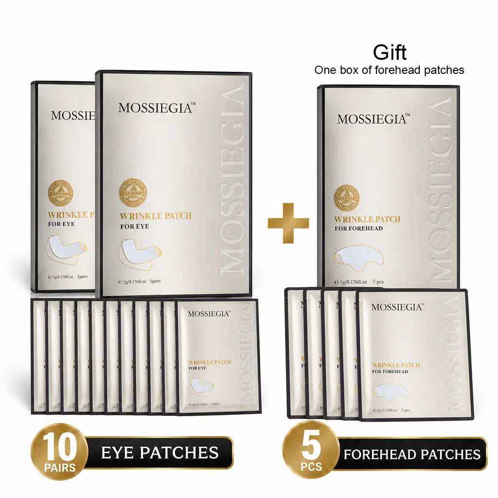 Revitalizing Hydrogel Eye Patches with Collagen & Peptides – Reduce the Appearance of Fine Lines – LumiLift by MOSSIEGIA – 2-Pack with Forehead Patch Included