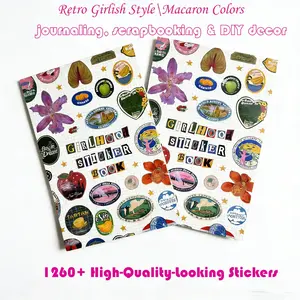Vintage Girl Stickers Set, 126+ Beautiful Stickers for Daughter Girlfriend Friend, Retro Fruit Macaron Colors, Valentine's Day Gift, Scrapbooking, Scrapbook Accessories, Scrapbooking Ephemera, Gift Option, Vintage Theme, Diy Sticker