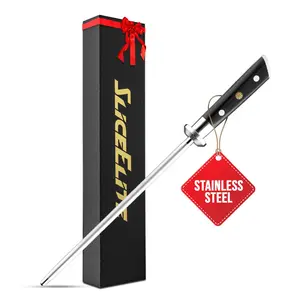 SliceElite Diamond Knife Sharpening Rod – 10-Inch Stainless Steel with 600 Grit Diamond Coating and G10 Handle Kitchen