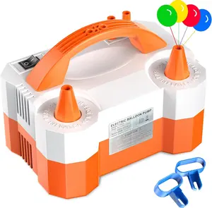 [New Deal] Electric Balloon Pump 110V 600W Portable Dual Nozzle Air Balloon Pump for Party Decorations, Wedding, Birthday, and Graduation Orange