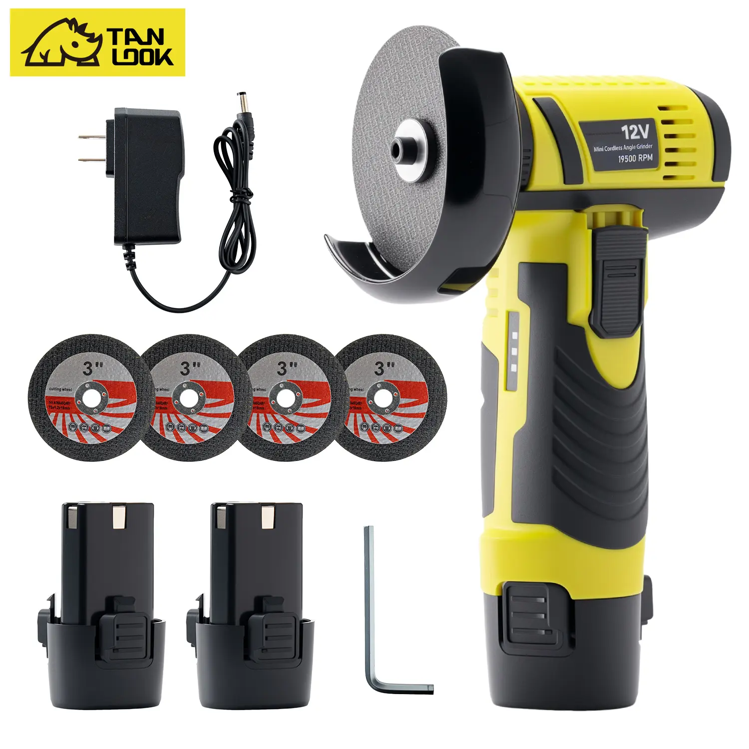Cordless Angle Grinder & Polisher With 2×Lithium Batteries, Mini Electric Grinding Tool, 4 Grinding Wheels For Metal/Stone/Wood, Complete Accessories Kit (Portable & Multi-Surface) H2