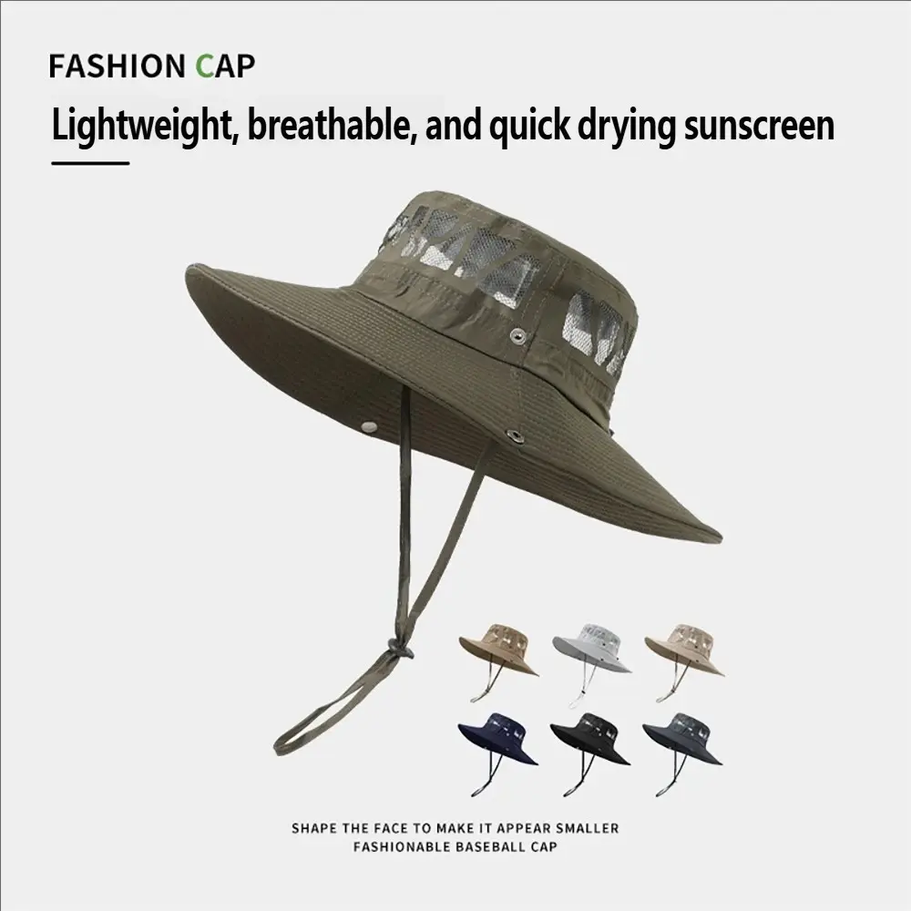 Summer Breathable Wide Brim Fisherman Hat for Men, Sun Protection Outdoor Fishing Hiking Adventure Quick Dry Ventilated Sun Cap, Quick Drying Hat, Sports Fishing Cap, Outdoor Hats