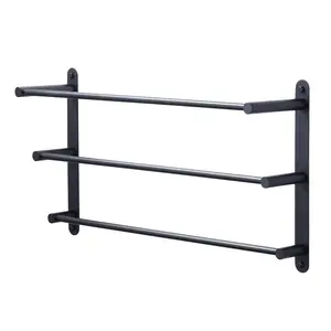 WOWOW 32-in Circular Stainless Steel Wall-Mounted Single Towel Holder - Matte Black, Towel Hook, Corrosion-Resistant Bathroom Fixture, Bathroom Organizer Supplies for Minimalist Homes