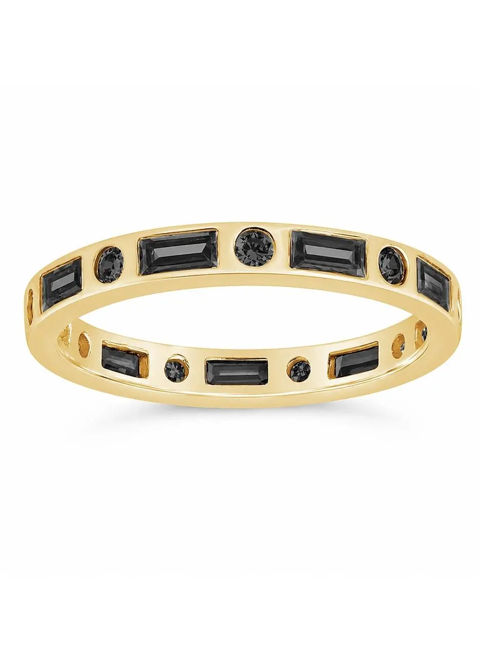 Chic Sterling Silver Ring, Ethel Classic Band with Black CZ Stones, Lead & Nickel Free Hypoallergenic Jewelry, Chic Silver Rings, Classical Silver Rings