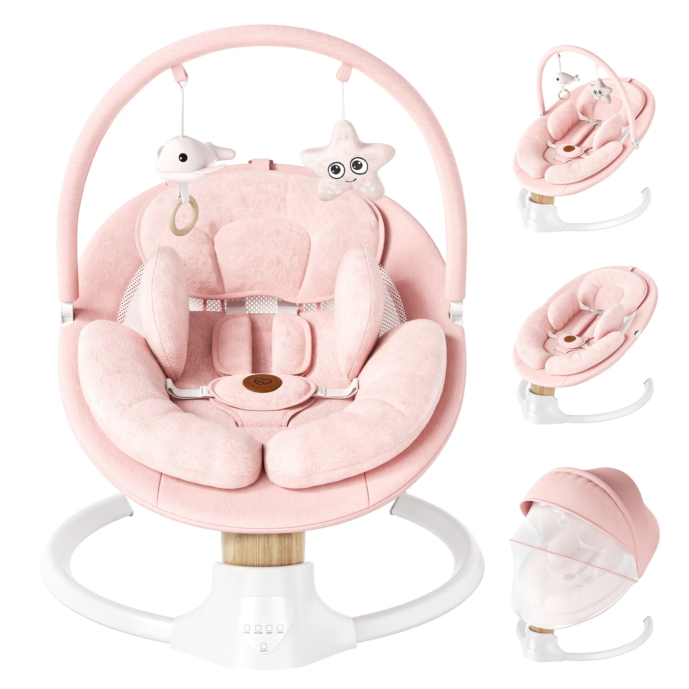 BabyBond Smart Baby Swing for Infant, Electric Baby Bouncer for Newborns, Remote Control, 5 Swing Modes, 10 Music Bluetooth, 5 Point Harness, Portable Baby Rocker for Indoor/Outdoor Use, Ideal Baby Shower Gift, Mothersdaygift, #Summervibes,back to school