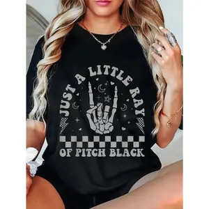 100% Cotton Unisex Just A Little Ray Of Pitch Black Goth Dark Humor Grunge Emo T-Shirt
