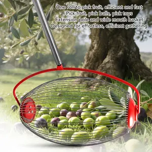 Rolling Nut Gatherer Stainless Steel 44.7 Inch 3 Section Multifunctional Acorn Picker Upper Roller for Pecans Walnuts Outdoor Efficient Time Saving Operation