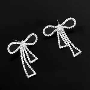 Baguette Bow Ribbon Fashion Earrings