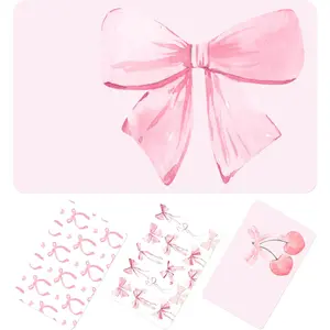 16 Pcs Credit Card Skin Cover Set Debit Card Stickers Elegant Waterproof PVC ID Cover Anti-wrinkling for Transportation Fun Gift Idea(Bow,Pink)